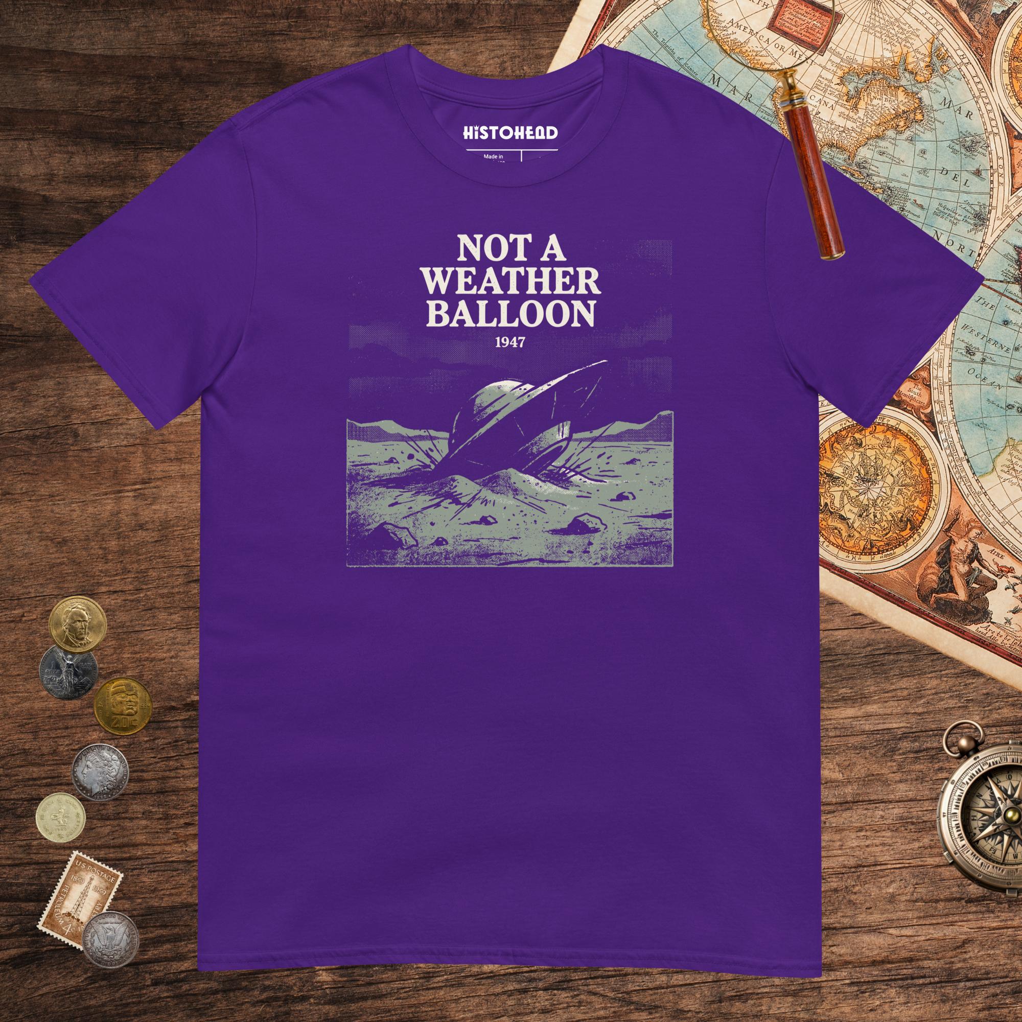 Purple Roswell Weather Balloon Tee - history buff gift by HistoHead