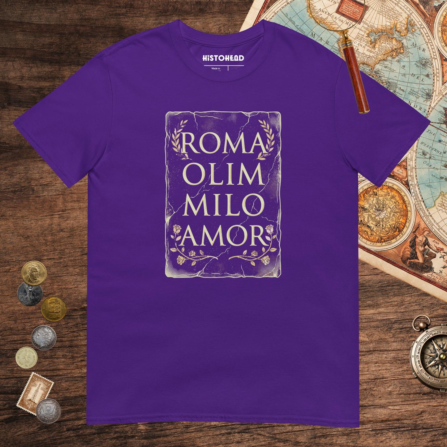 Purple Roma Amor Tee - history buff gift by HistoHead
