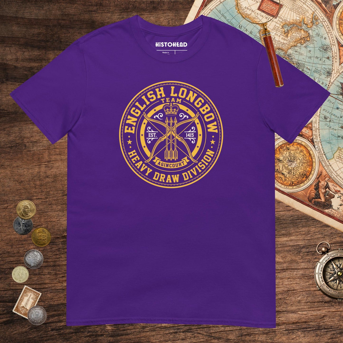 Purple English Longbow Heavy Draw Division Tee - history buff gift by HistoHead