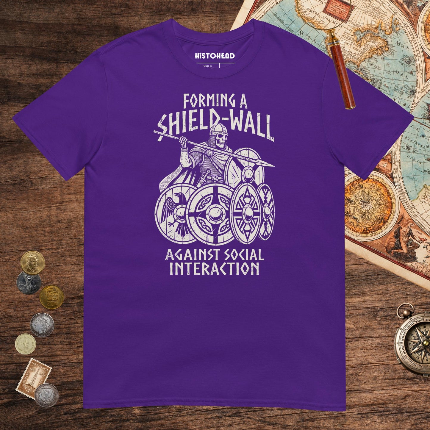 Purple Shieldwall Against Social Interaction Tee - history buff gift by HistoHead