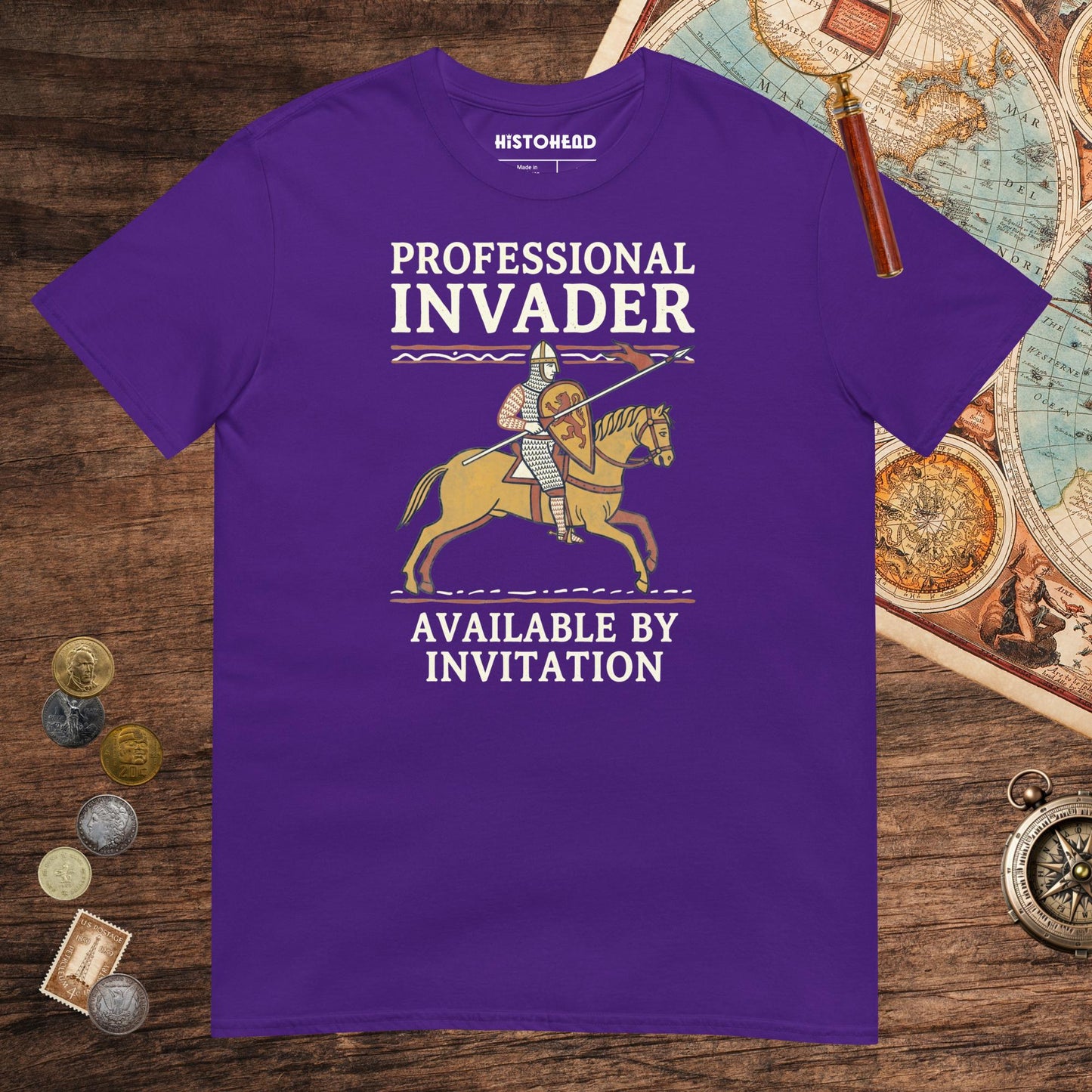Purple Professional Invader Tee - history buff gift by HistoHead