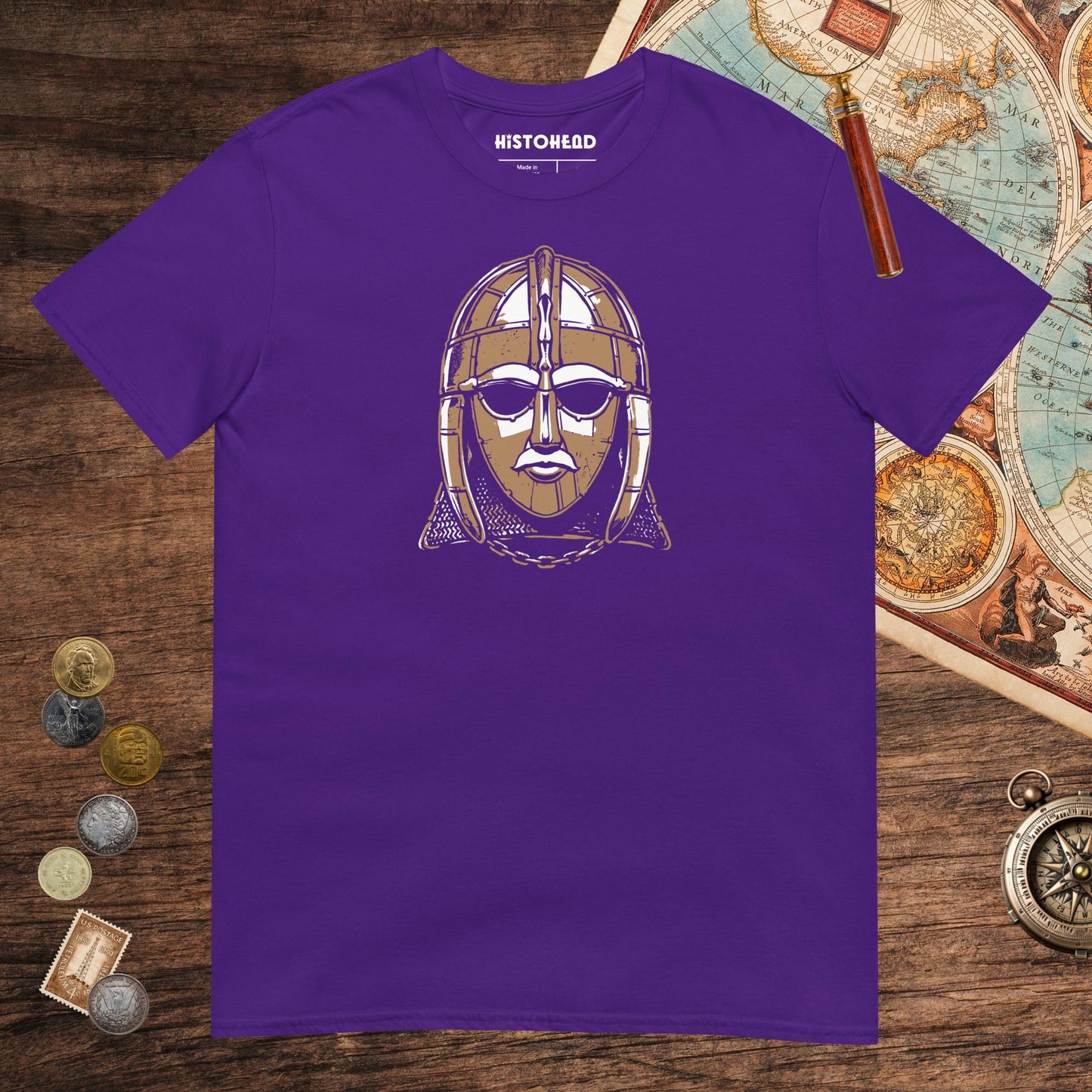 Purple Sutton Hoo Helmet Tee - history buff gift by HistoHead