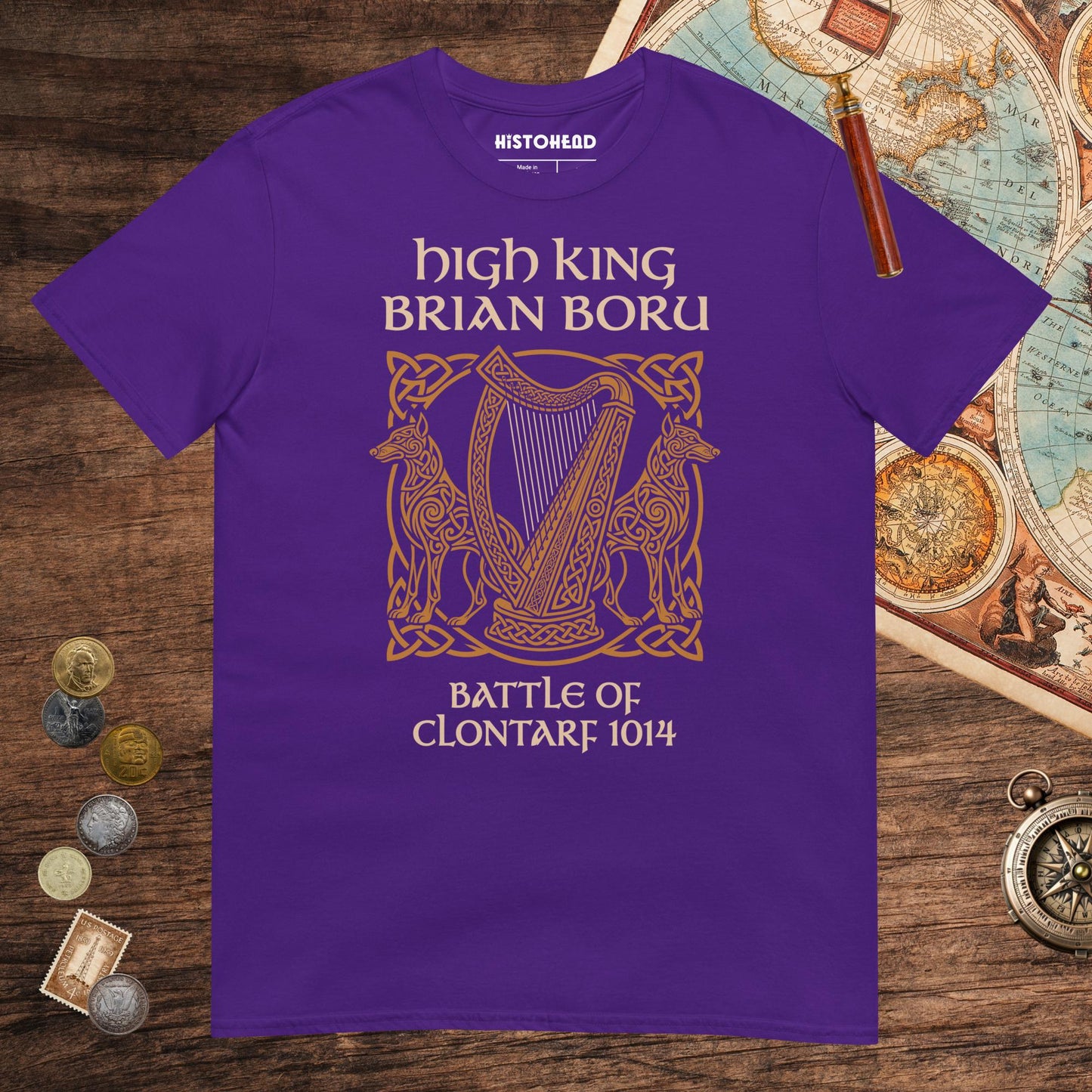 Purple Brian Boru Tee - history buff gift by HistoHead