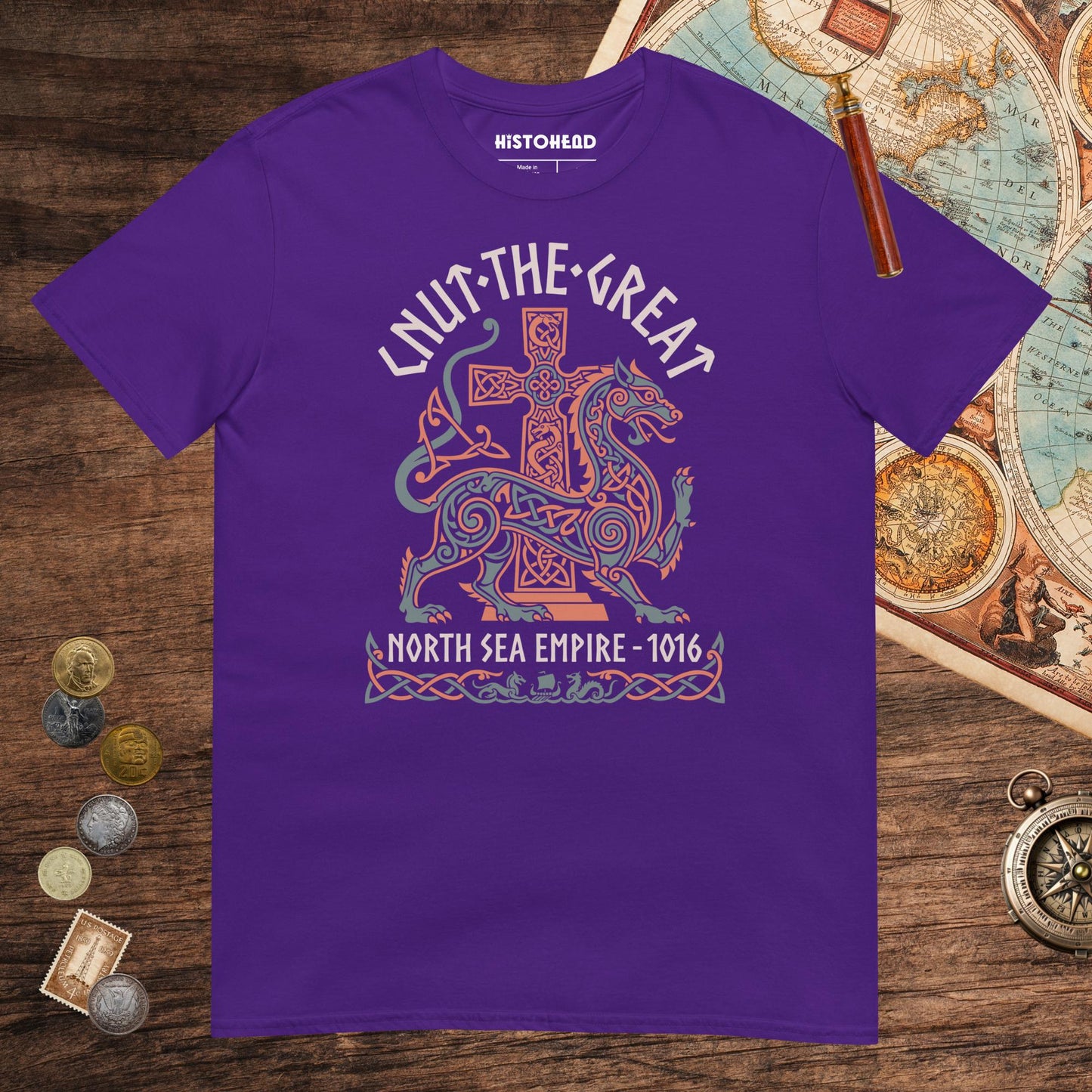 Purple Cnut the Great Tee - history buff gift by HistoHead