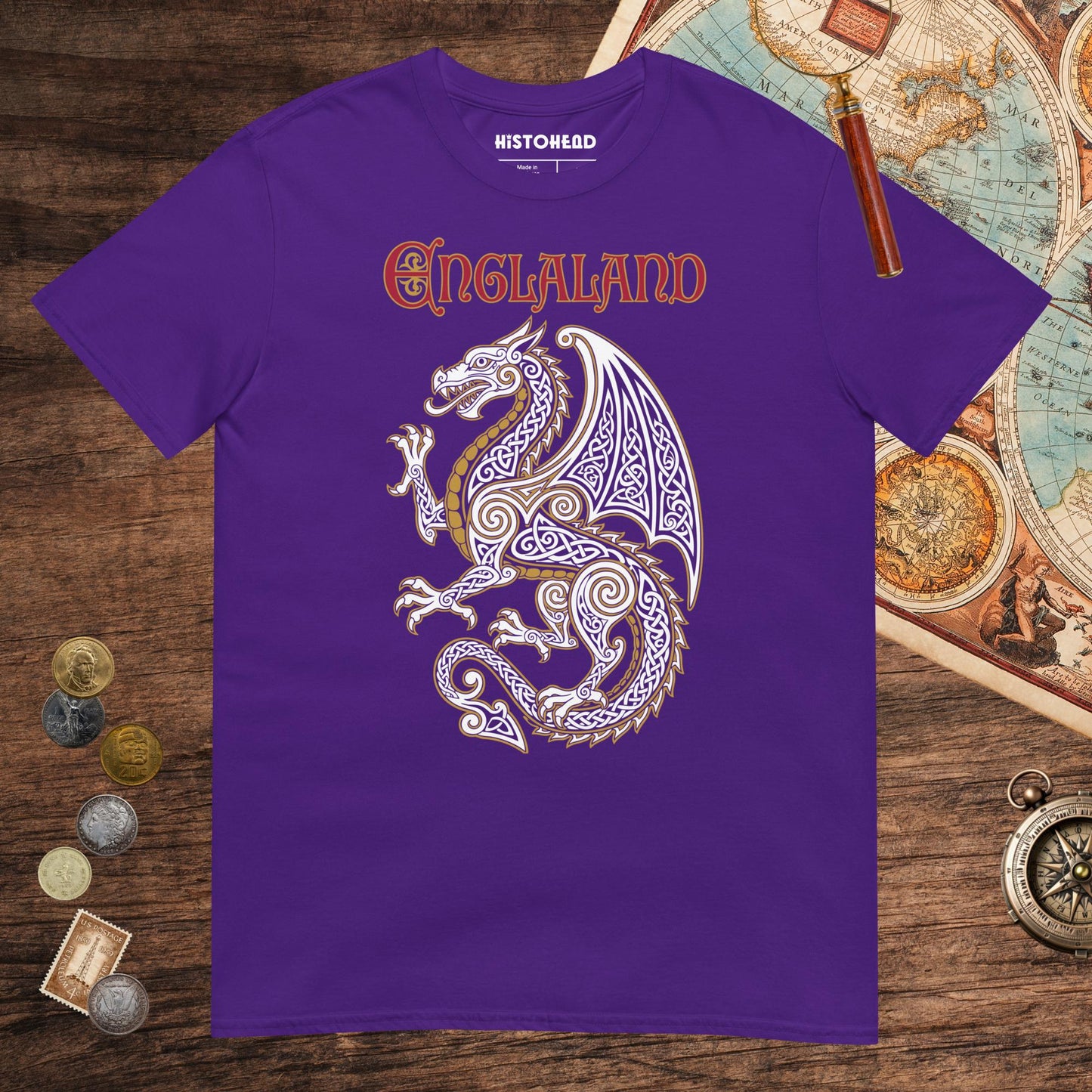 Purple Englaland Dragon Tee - history buff gift by HistoHead
