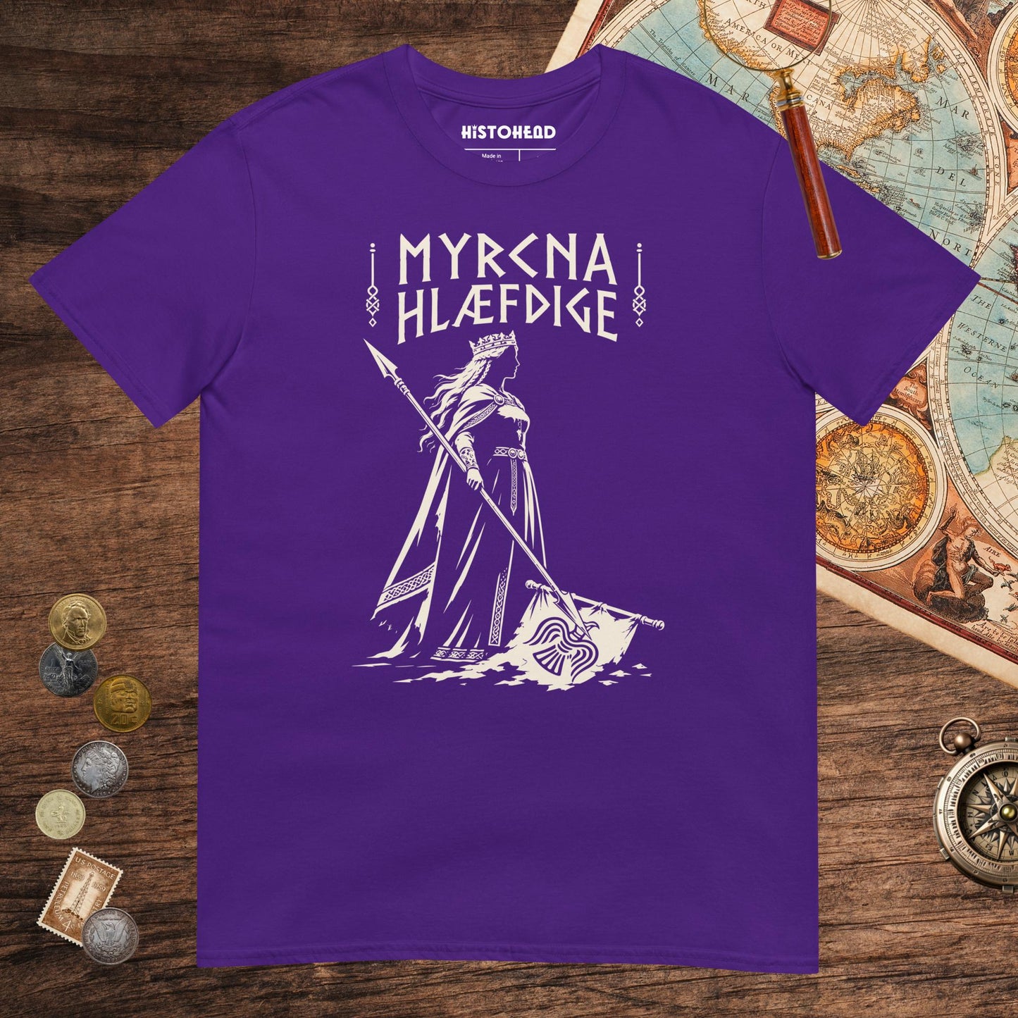 Purple Æthelflæd Myrcna Hlæfdige Tee - history buff gift by HistoHead