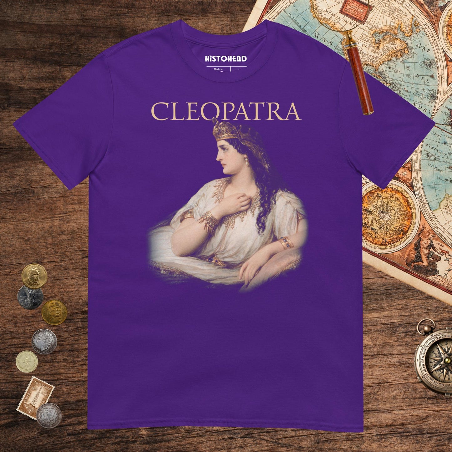 Purple Cleopatra Art Tee - history buff gift by HistoHead
