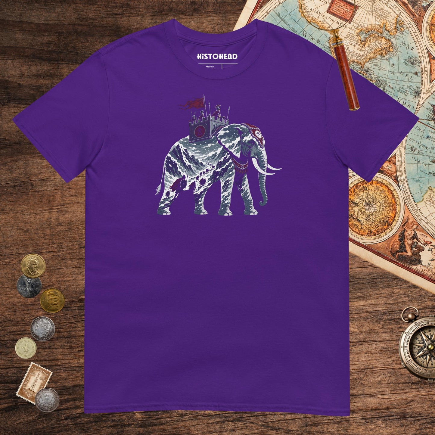 Purple Hannibal Crossing the Alps Tee - history buff gift by HistoHead
