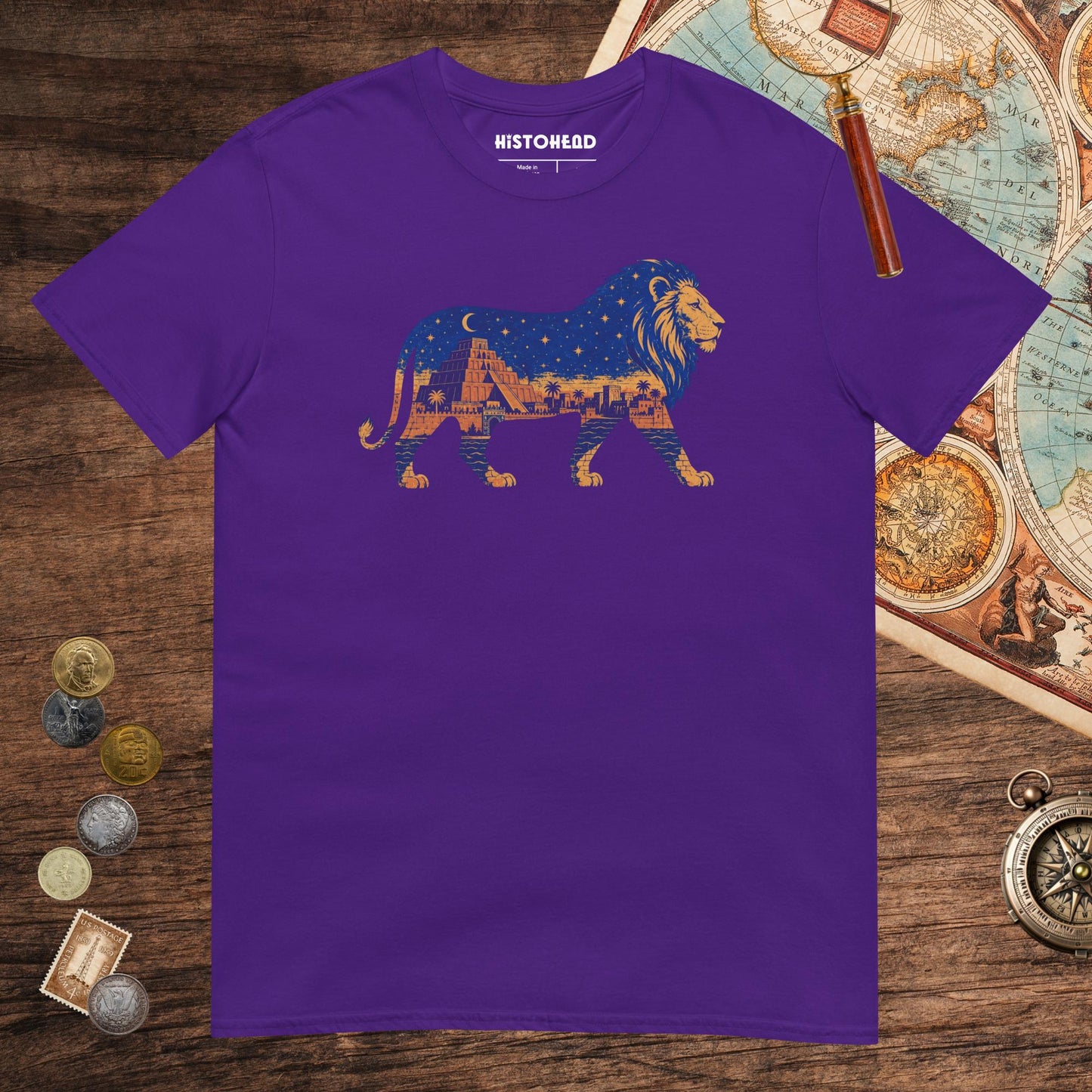 Purple Lion of Babylon Tee - history buff gift by HistoHead
