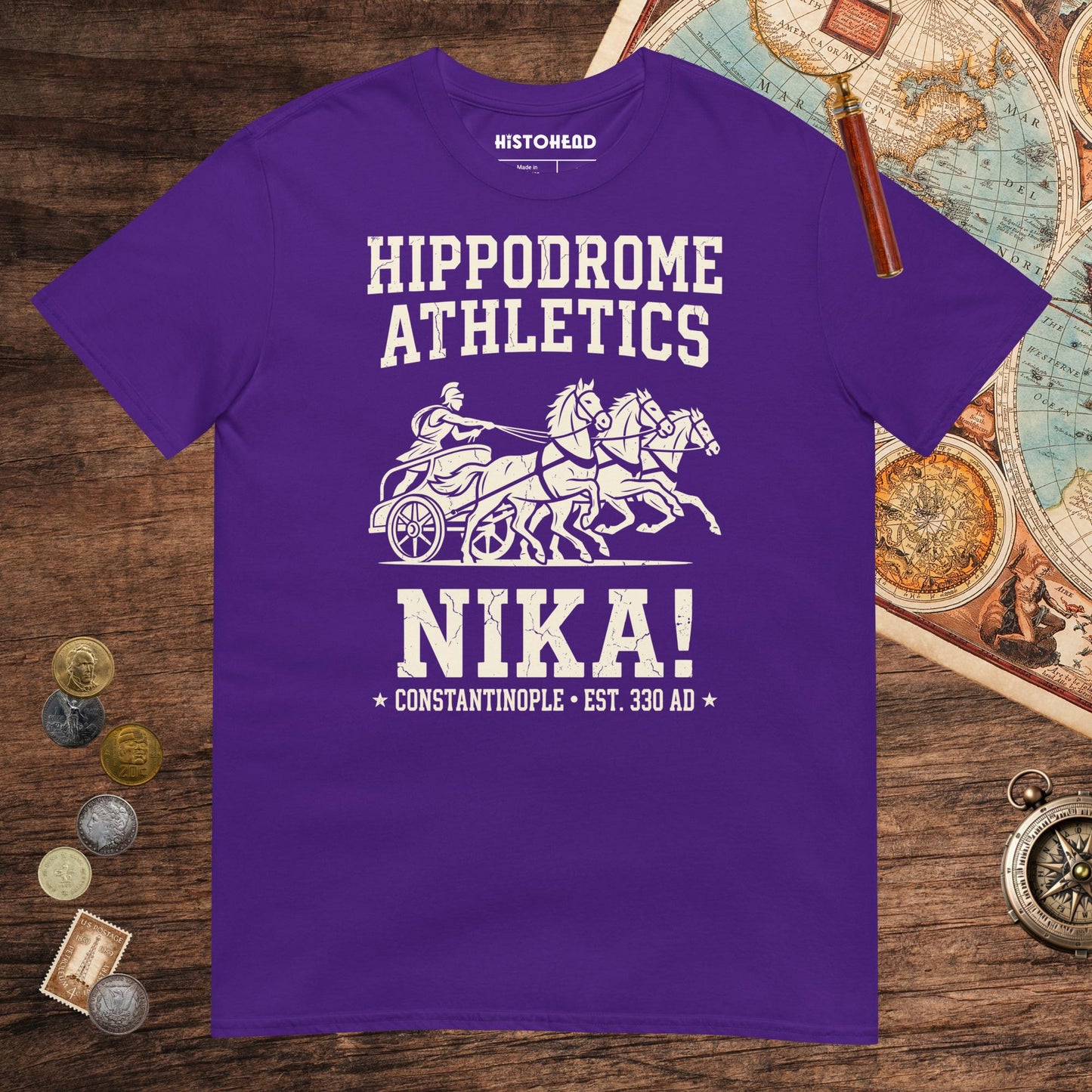 Purple Hippodrome Athletics Tee - history buff gift by HistoHead