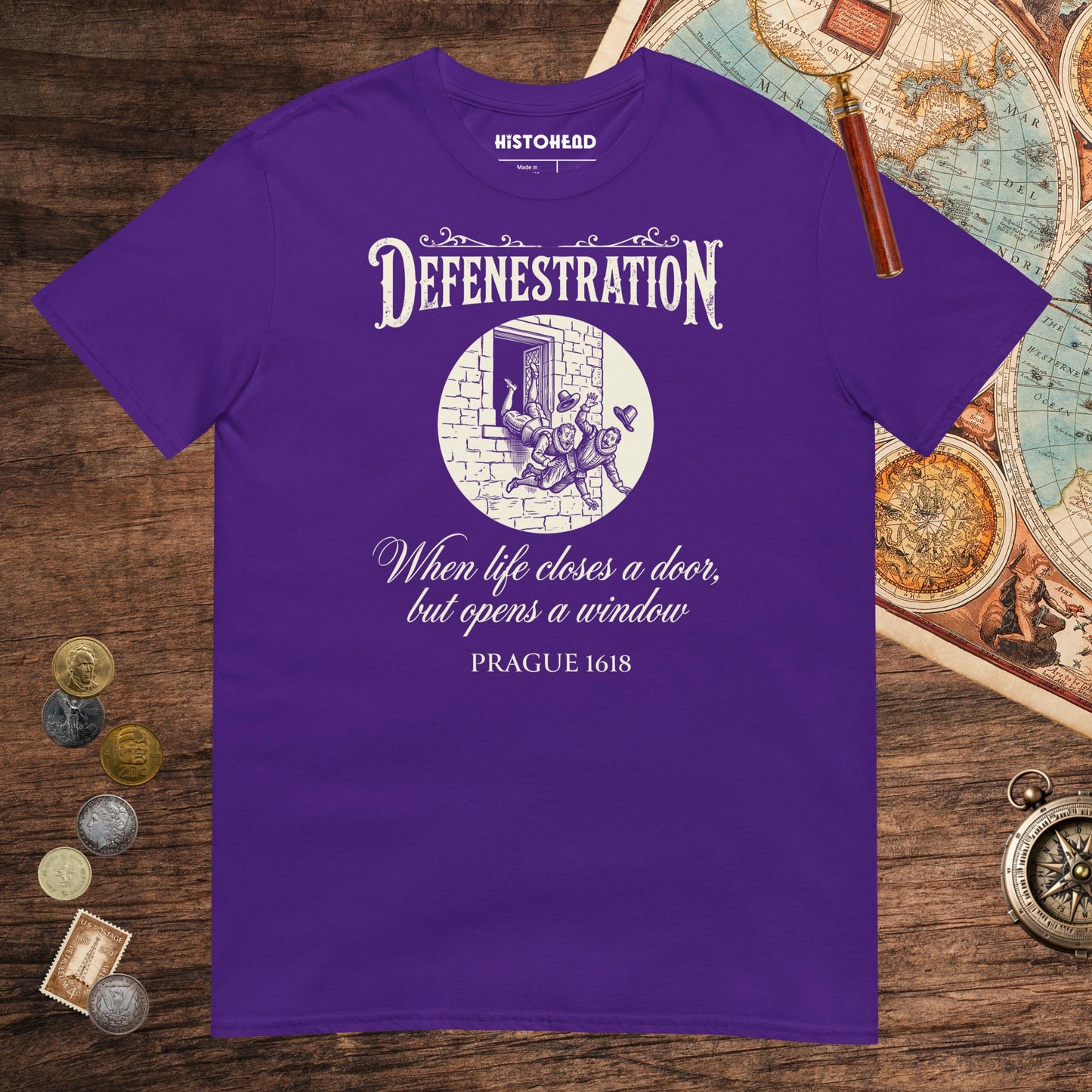 Purple Defenestration When Life Closes A Door But Opens A Window Tee - history buff gift by HistoHead