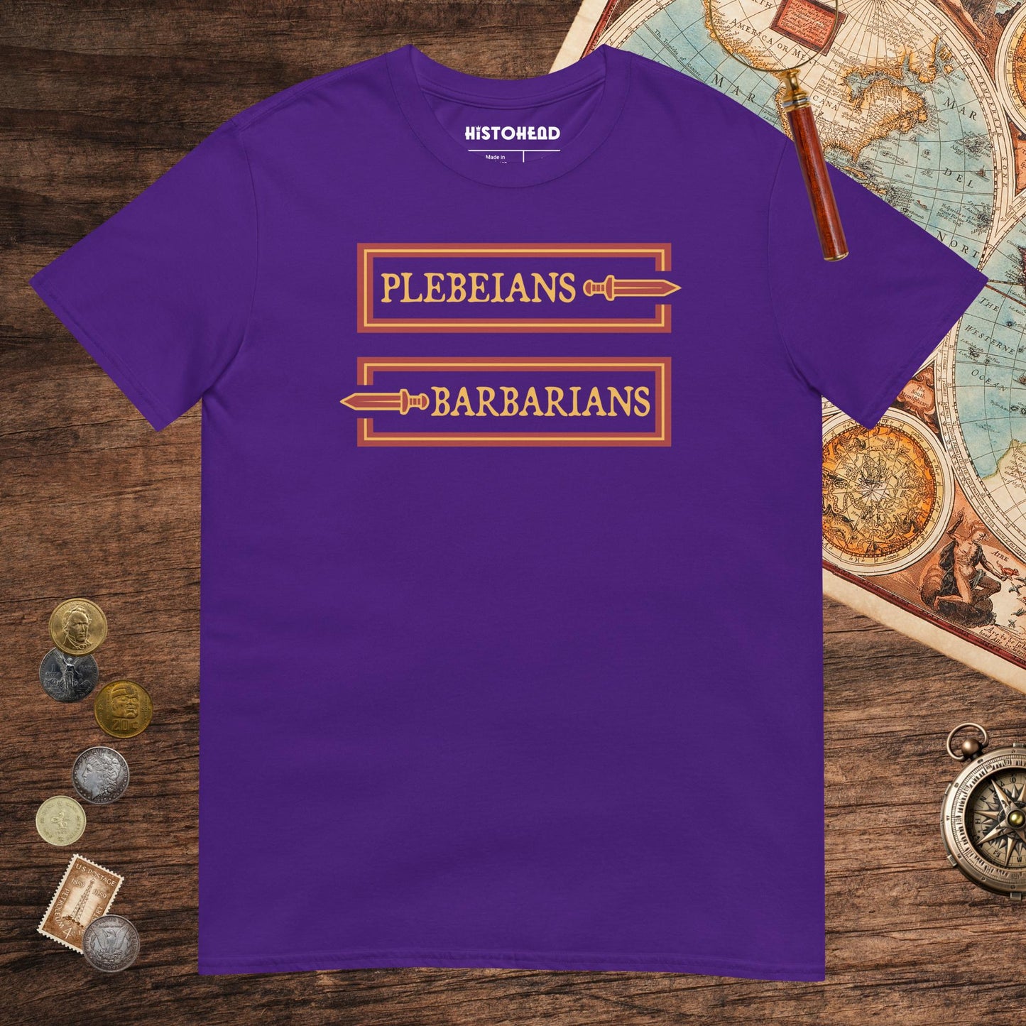 Purple Plebeians or Barbarians Tee - history buff gift by HistoHead