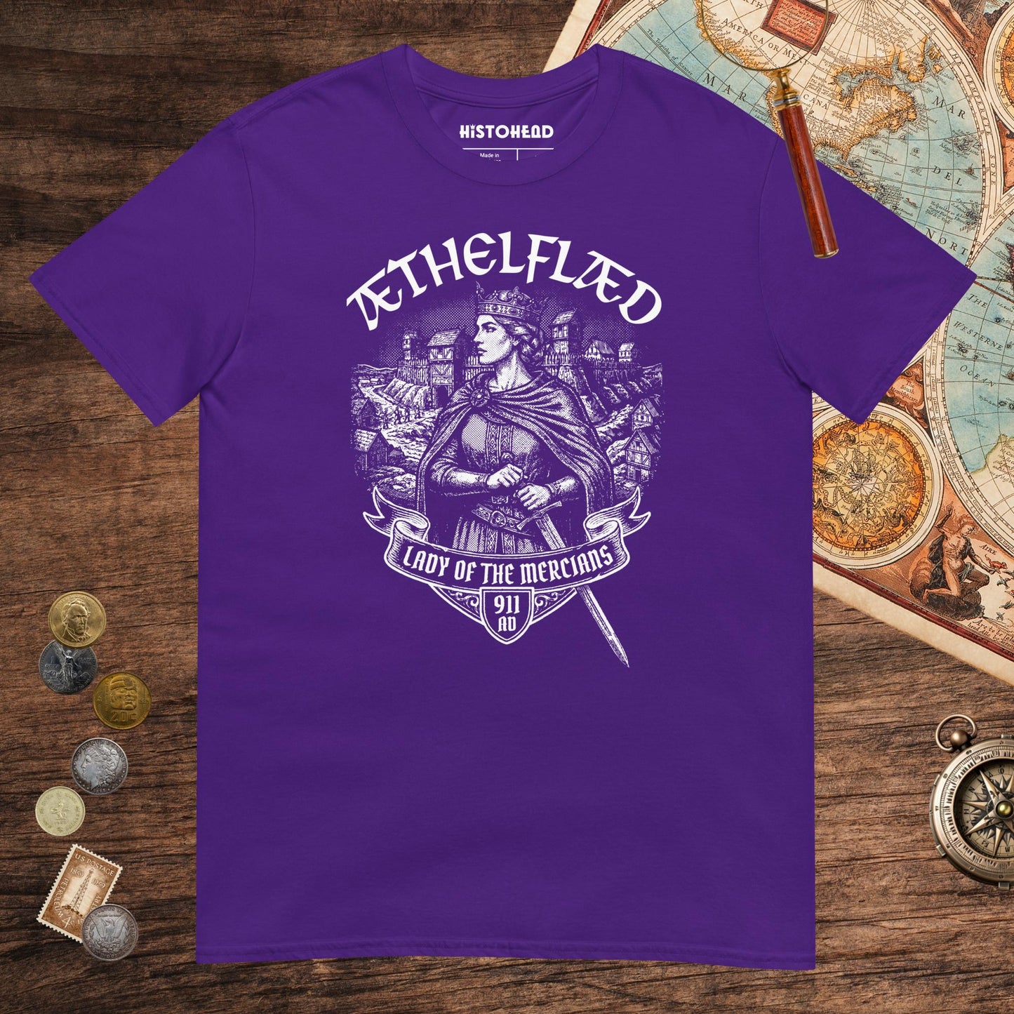 Purple Æthelflæd Lady of the Mercians Tee - history buff gift by HistoHead
