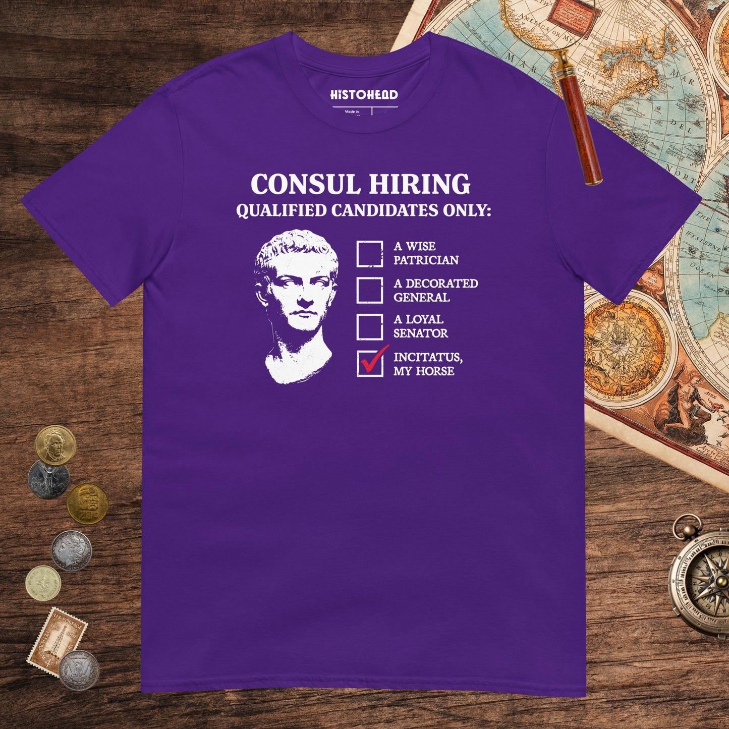 Purple Caligula's Nominee for Consul Tee - history buff gift by HistoHead