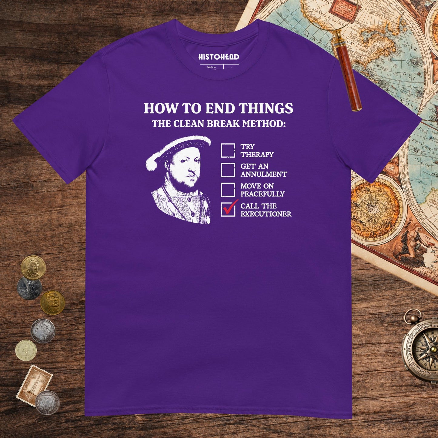Purple Henry VIII's Breakup Guide Tee - history buff gift by HistoHead