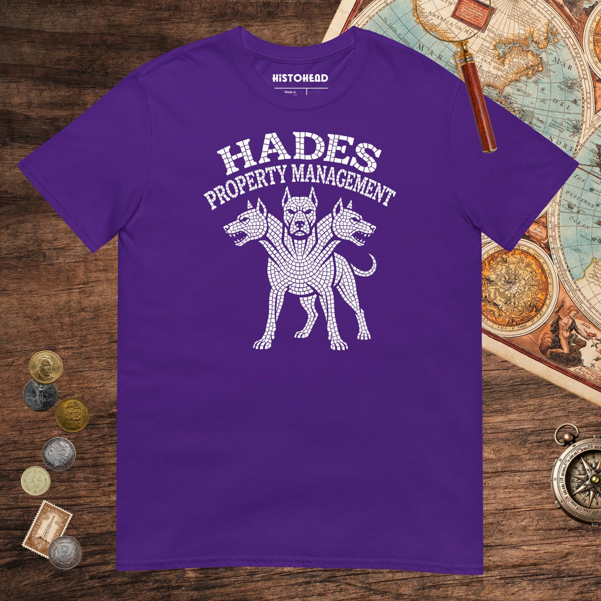 Purple Hades Property Management Tee - history buff gift by HistoHead