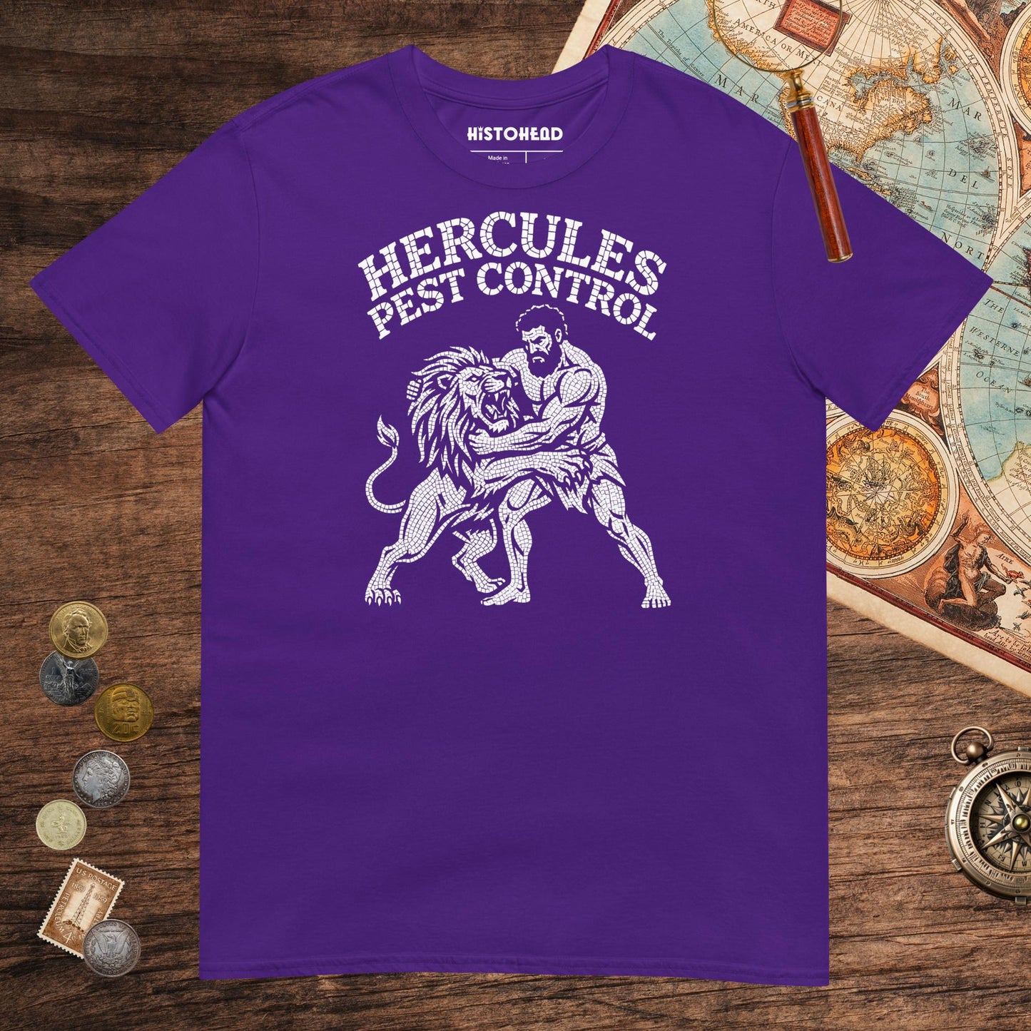 Purple Hercules Pest Control Tee - history buff gift by HistoHead