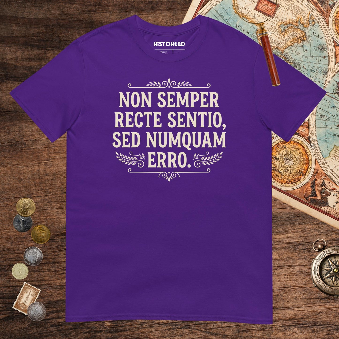 Purple I'm Not Always Right But Never Wrong Latin Tee - history buff gift by HistoHead