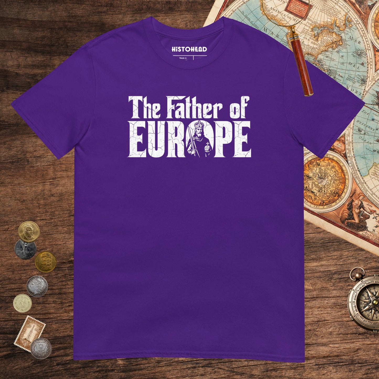 Purple Charlemagne The Father of Europe Tee - history buff gift by HistoHead