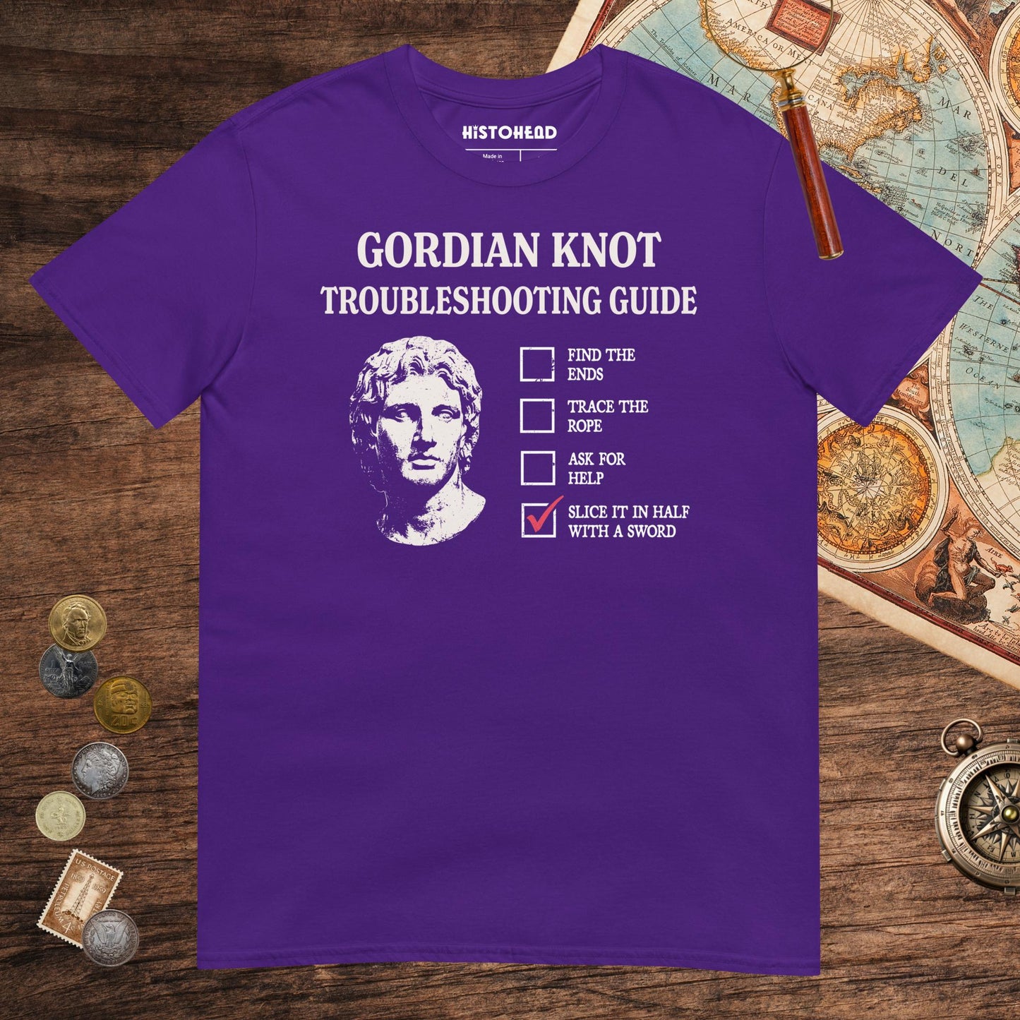 Purple Alexander's Gordian Knot Guide Tee - history buff gift by HistoHead
