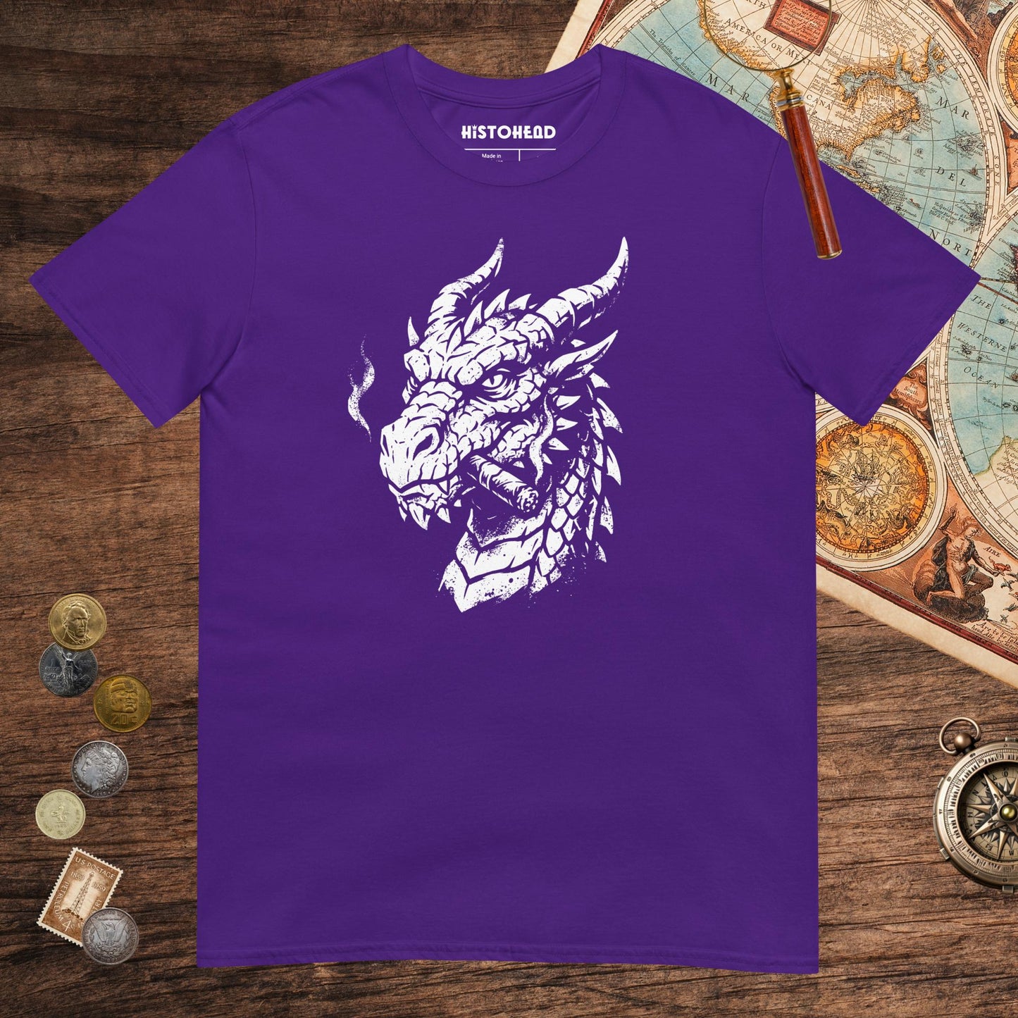Purple Smoking Dragon Tee - history buff gift by HistoHead