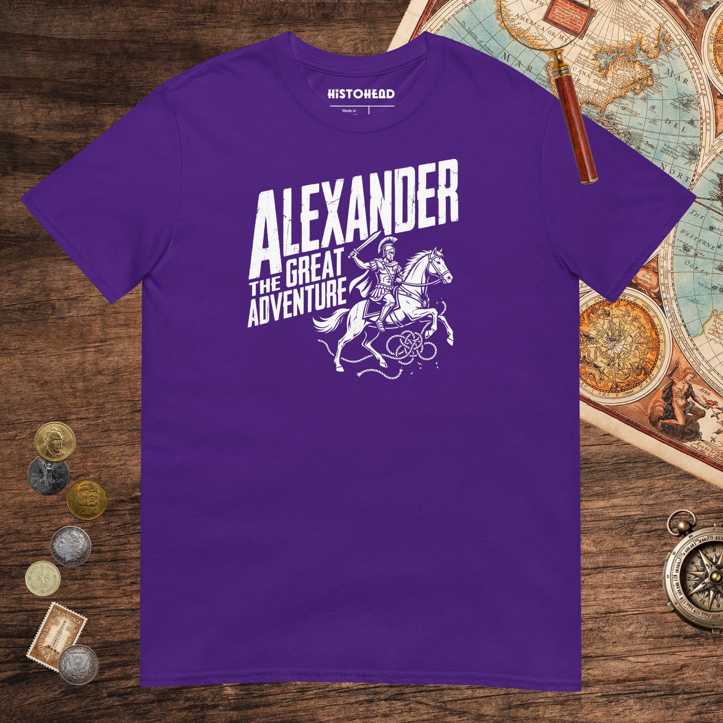 Purple Alexander the Great Adventure Tee - history buff gift by HistoHead