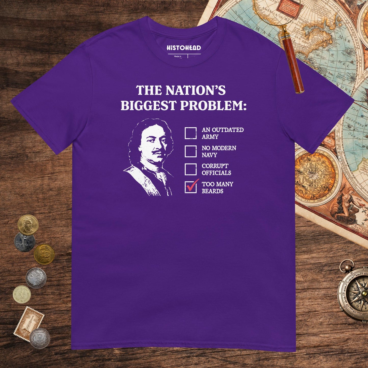 Purple Peter the Great's Beard Tax Tee - history buff gift by HistoHead