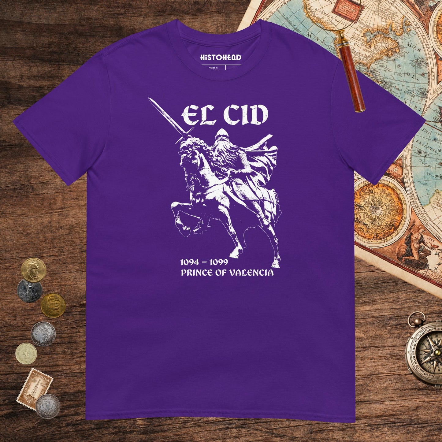 Purple El Cid Prince of Valencia Tee - history buff gift by HistoHead