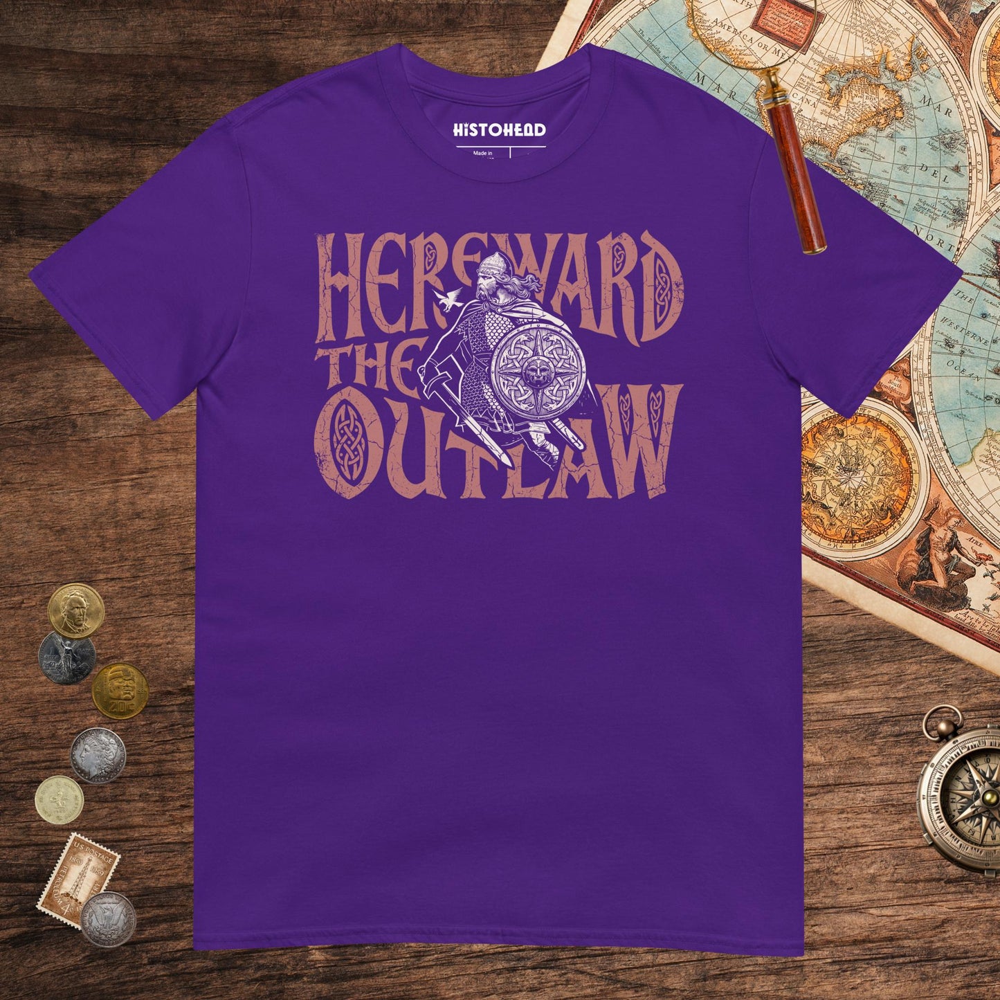 Purple Hereward the Outlaw Tee - history buff gift by HistoHead