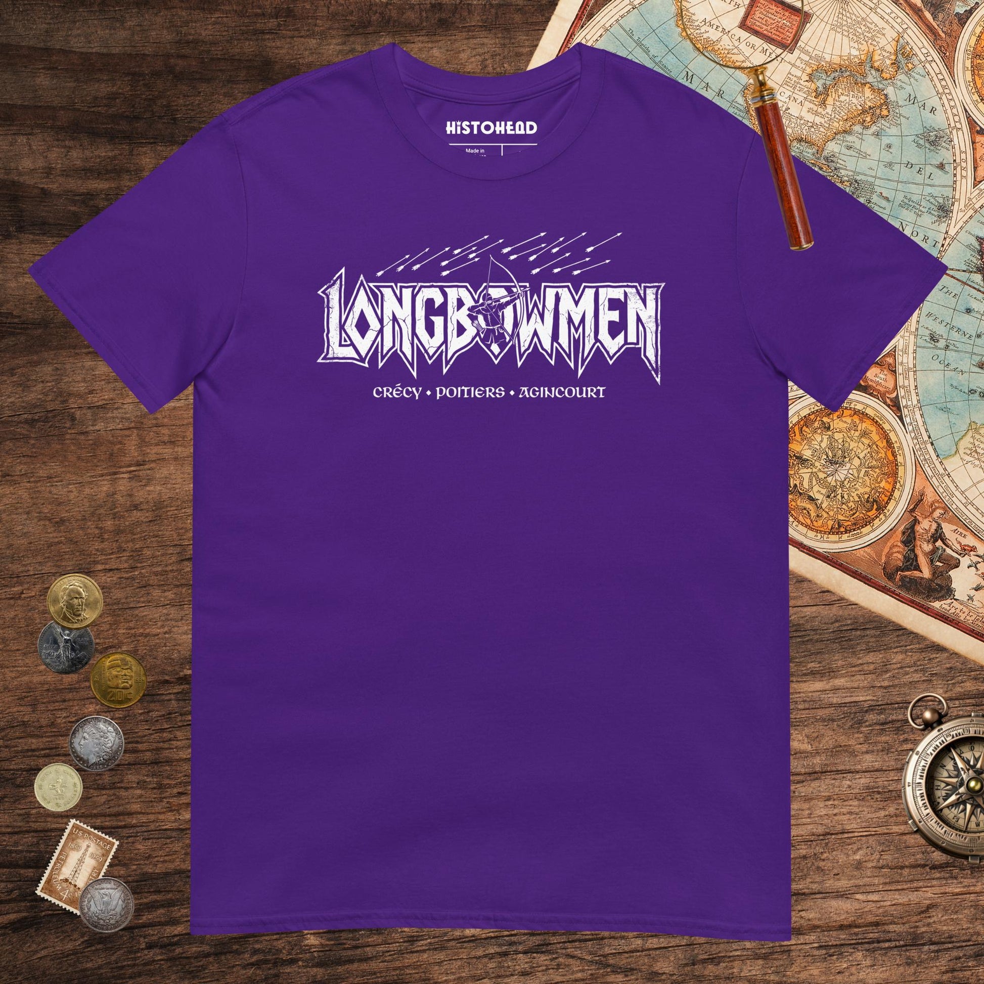 Purple Longbowmen Tee - history buff gift by HistoHead