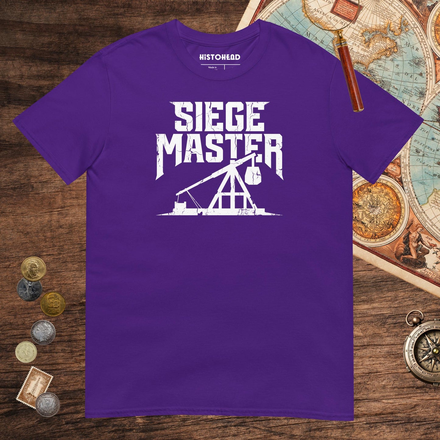 Purple Siege Master Trebuchet Tee - history buff gift by HistoHead