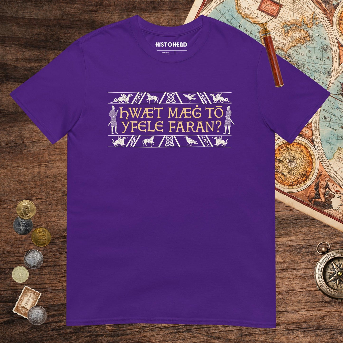 Purple What Could Possibly Go Wrong in Old English Tee - history buff gift by HistoHead