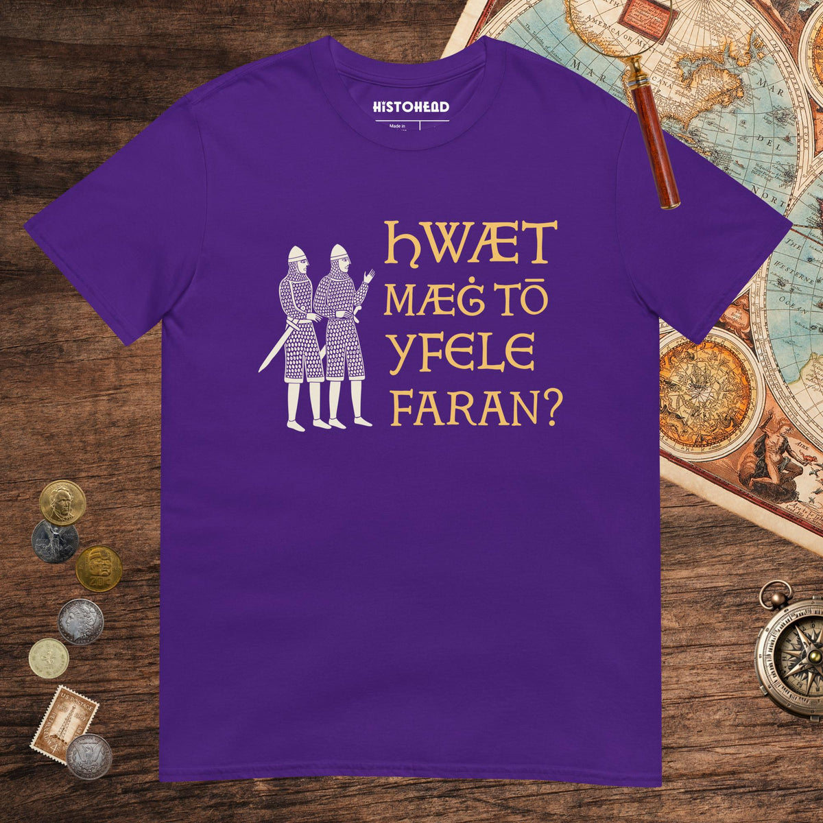 Purple What Could Possibly Go Wrong in Old English Tee - history buff gift by HistoHead