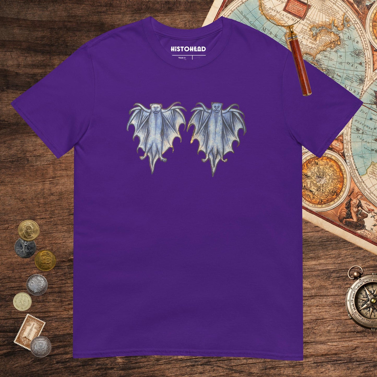 Purple Two Weird Medieval Bats Tee - history buff gift by HistoHead