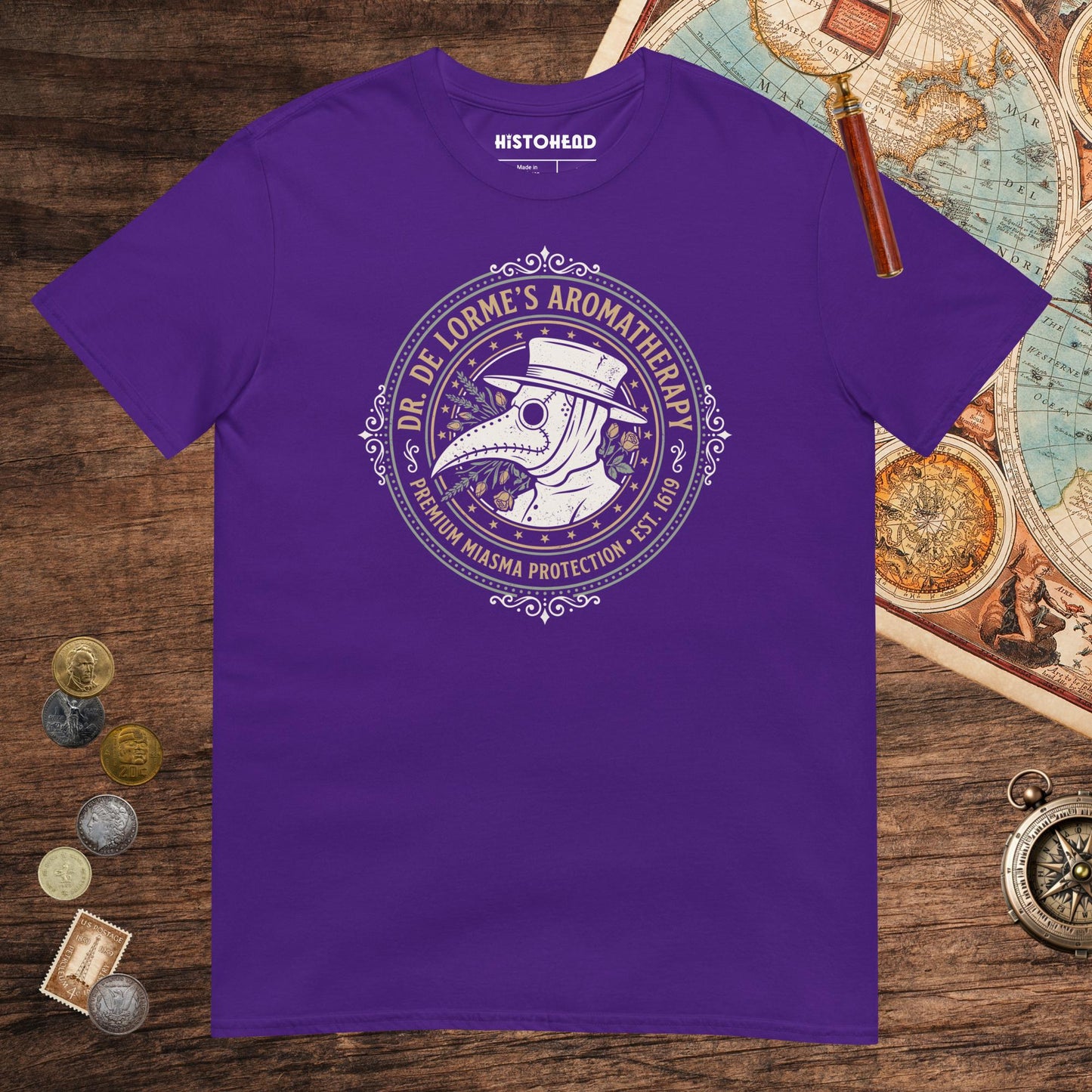 Purple Dr. De Lorme's Aromatherapy Tee - history buff gift by HistoHead