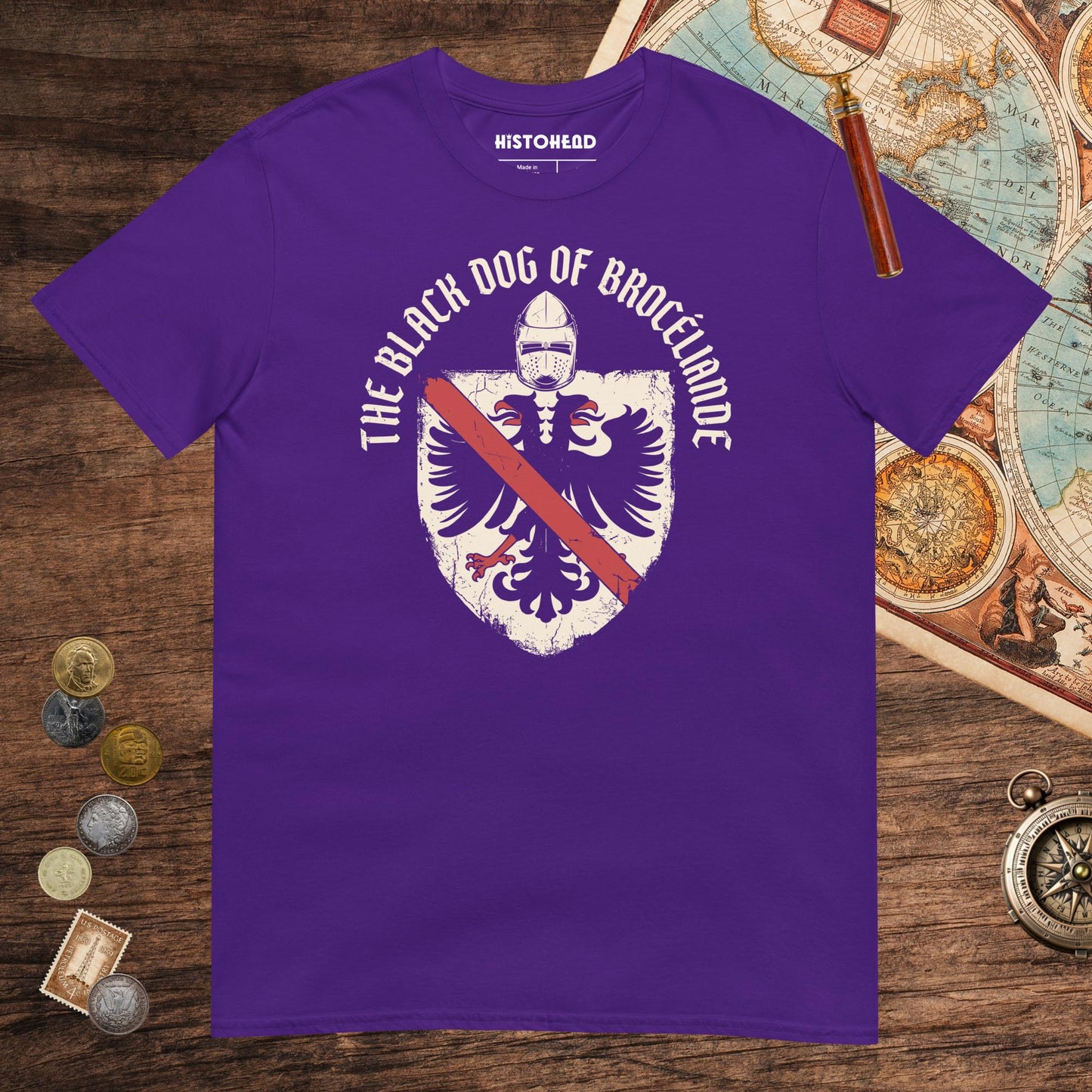 Purple Du Guesclin The Black Dog of Brocéliande Tee - history buff gift by HistoHead