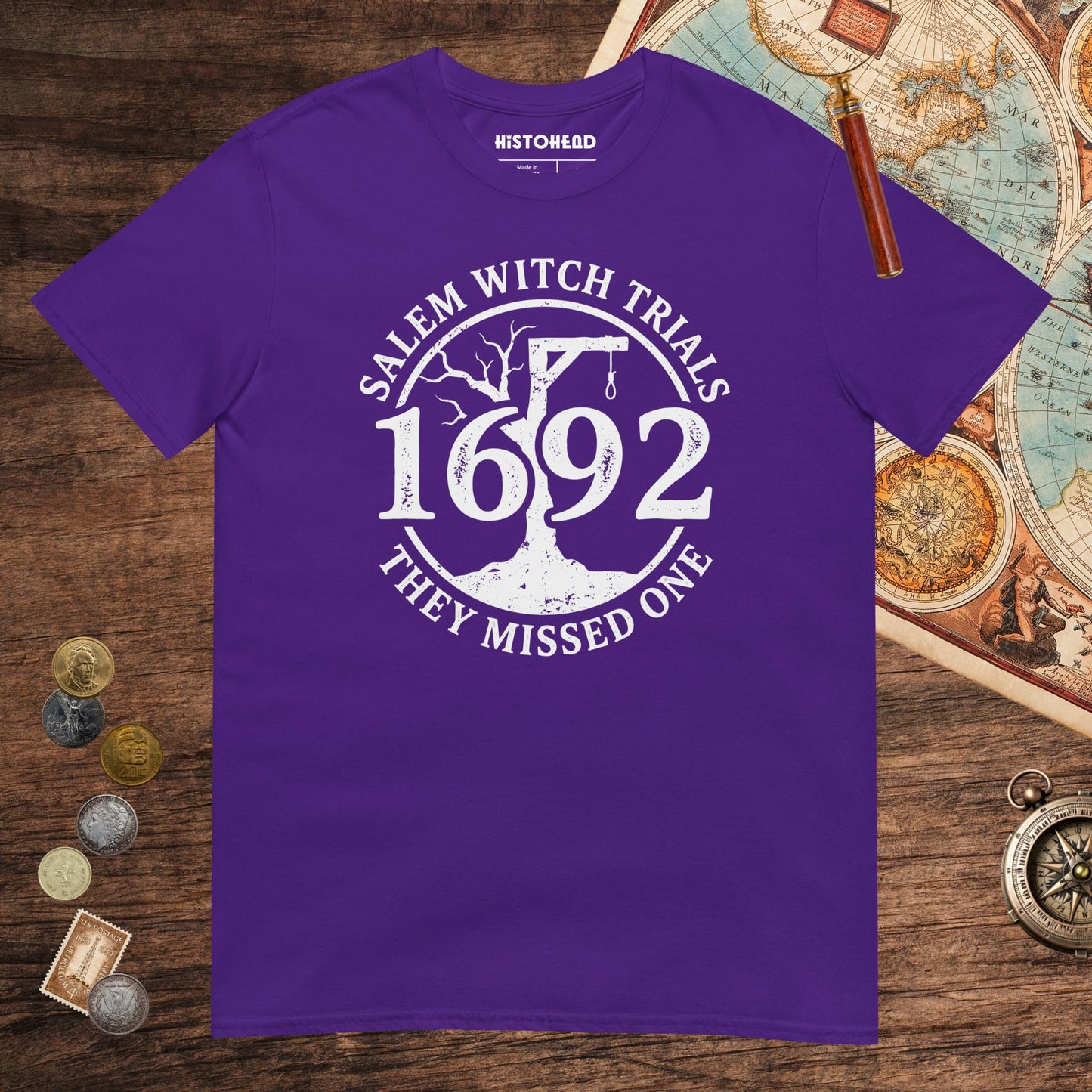 Purple Salem Witch Trials They Missed One Tee - history buff gift by HistoHead