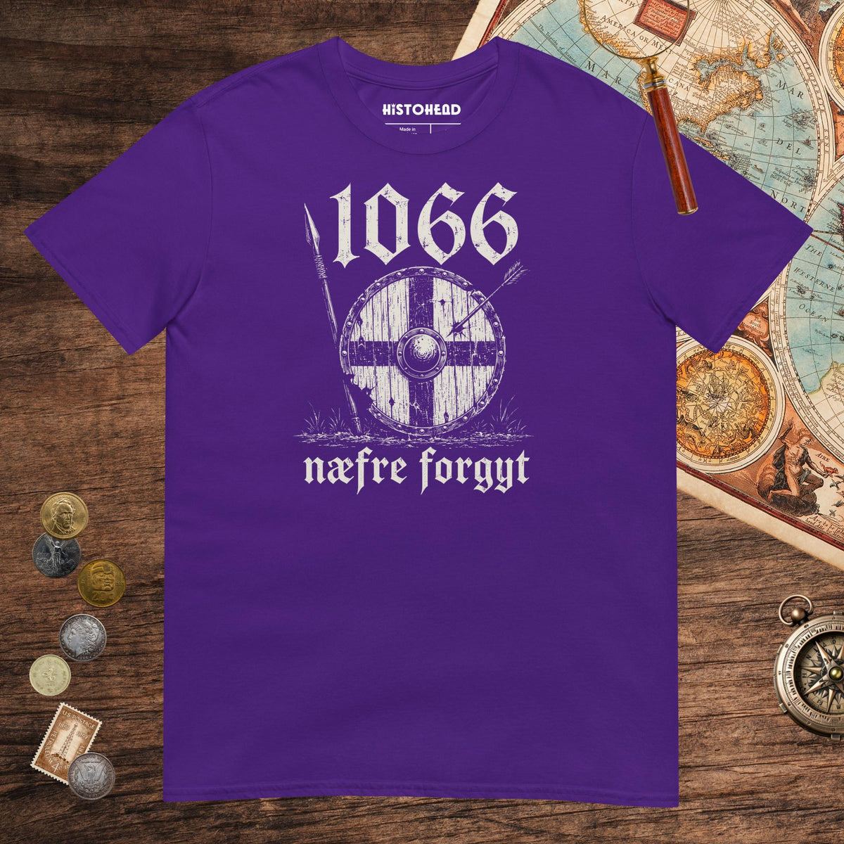 Purple 1066 Never Forget in Old English Tee - history buff gift by HistoHead
