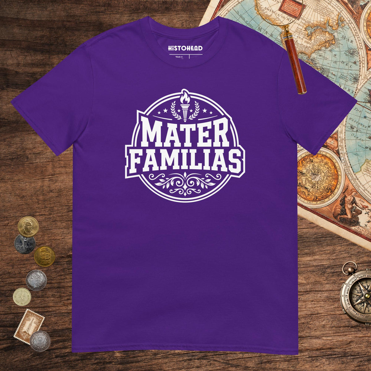 Purple Mater Familias Latin Tee - history buff gift by HistoHead