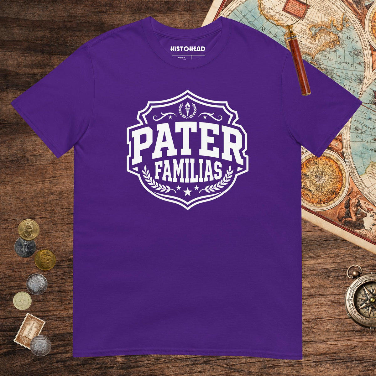 Purple Pater Familias Latin Tee - history buff gift by HistoHead