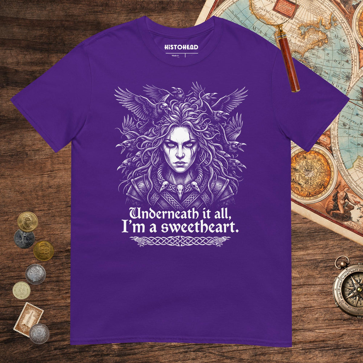 Purple The Morrigan Underneath I'm a Sweetheart Tee - history buff gift by HistoHead