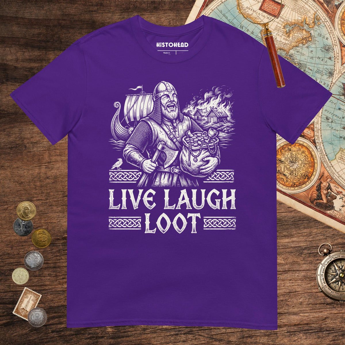 Purple Live Laugh Loot Tee - history buff gift by HistoHead