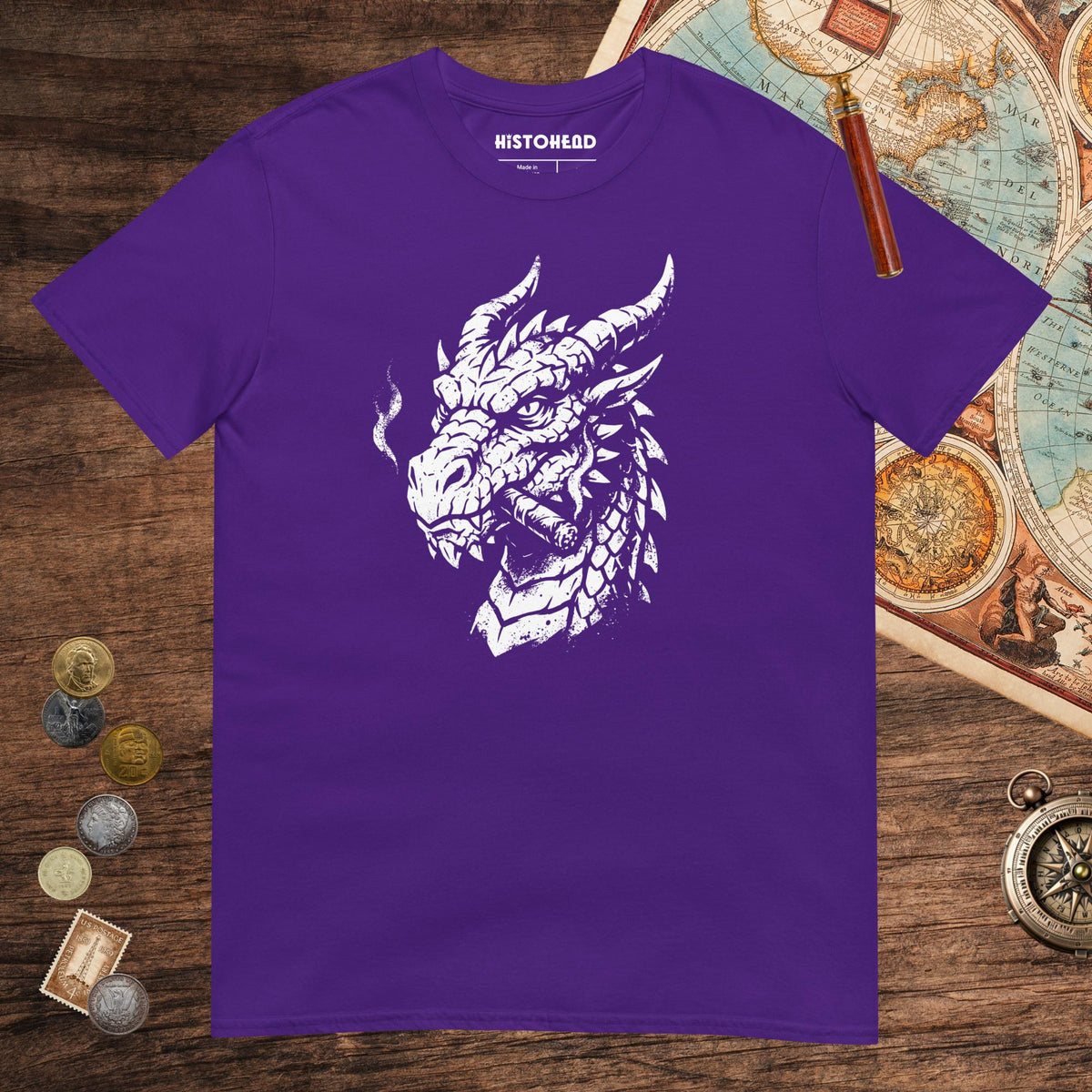 Purple Smoking Dragon Tee - history buff gift by HistoHead