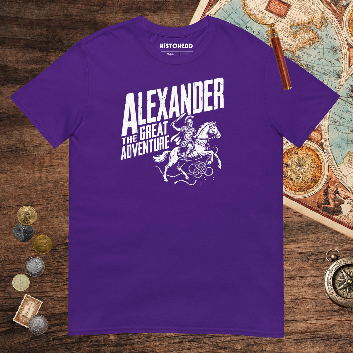 Purple Alexander the Great Adventure Tee - history buff gift by HistoHead
