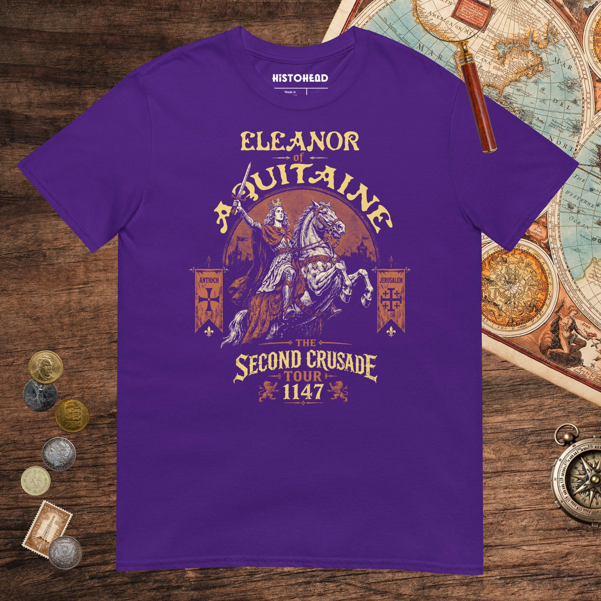 Purple Eleanor of Aquitaine Second Crusade Tour Tee - history buff gift by HistoHead