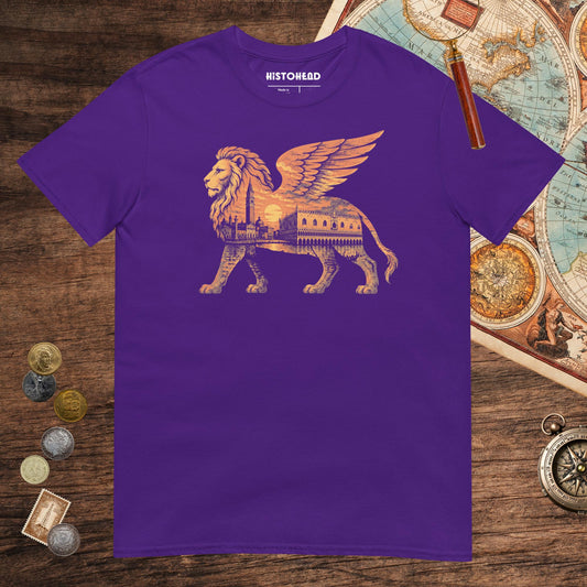 Purple Winged Lion of the Lagoon Tee - history buff gift by HistoHead