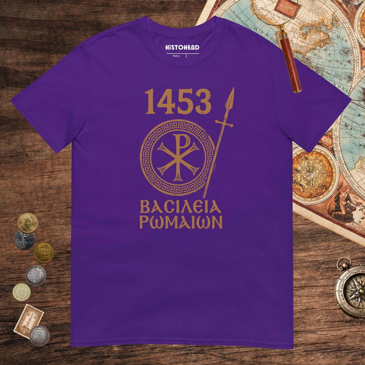 Purple 1453 Empire of the Romans in Greek Tee - history buff gift by HistoHead