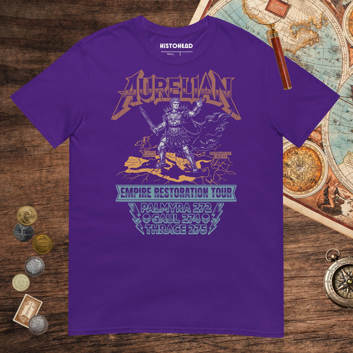 Purple Aurelian Empire Restoration Tour Tee - history buff gift by HistoHead
