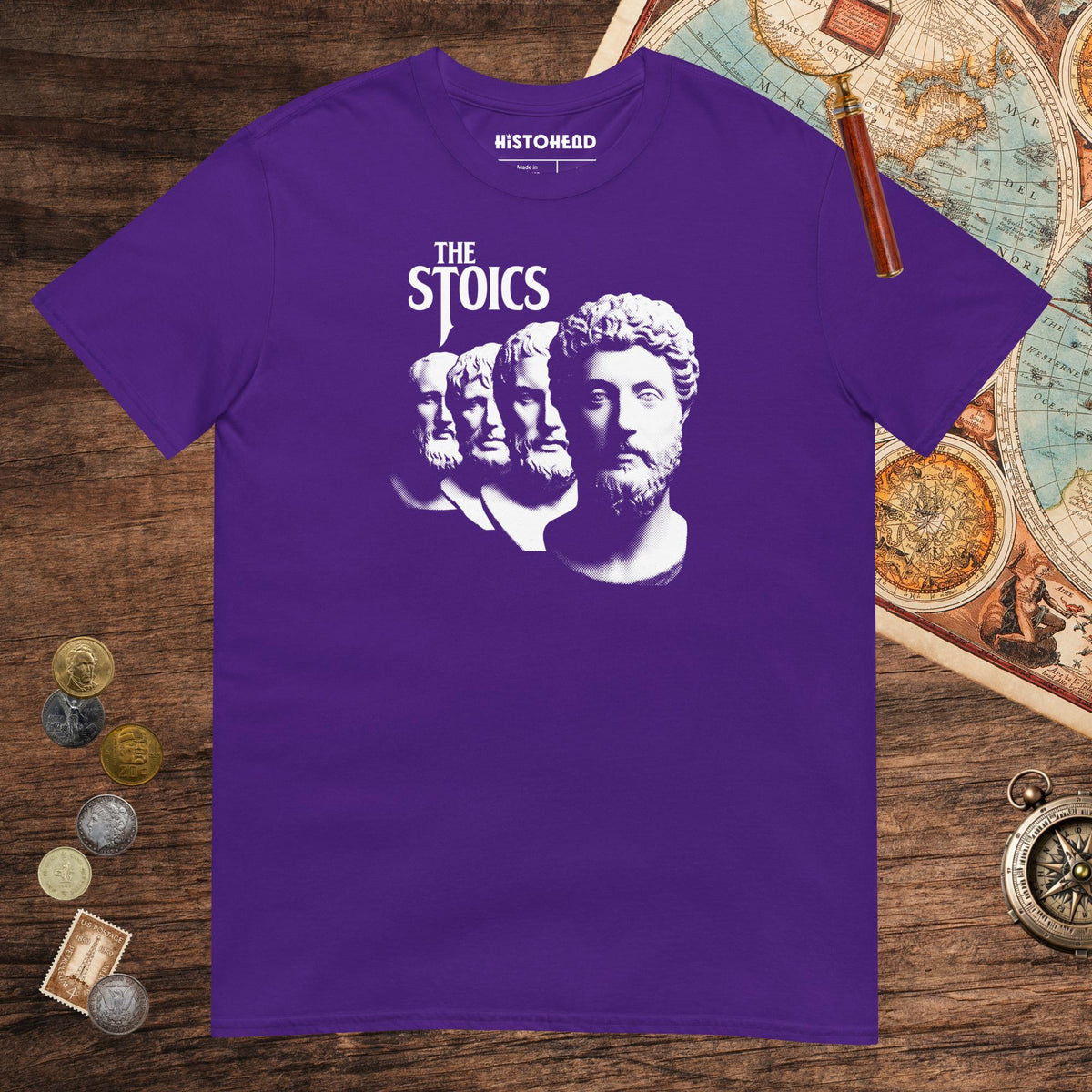 Purple The Stoics Band Tee - history buff gift by HistoHead
