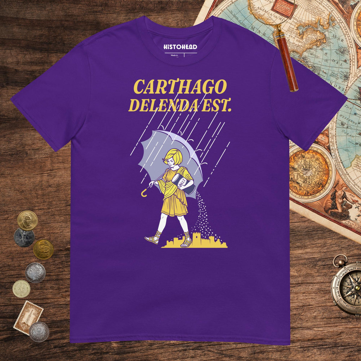 Purple Carthago Delenda Est Salt Girl Tee - history buff gift by HistoHead